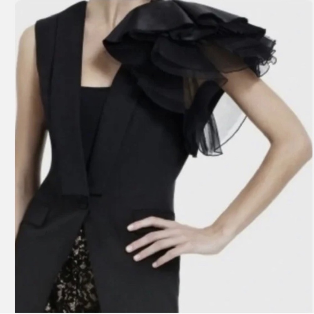 BCBGMAXAZRIA Alexandria Vest Puff One Shoulder Black Size  Small